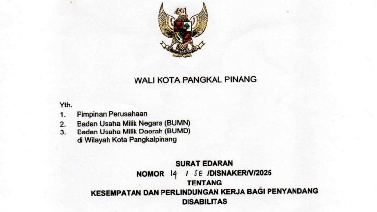 Surat Edaran Tentang Kesempatan dan Perlindungan Kerja Bagi Penyandang Disabilitas